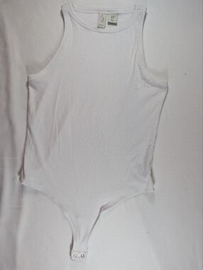 Joie White Ribbed Tank Bodysuit